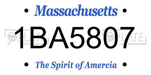 1BA5807 Massachusetts License Plate