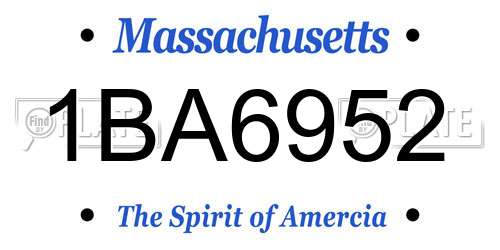 1BA6952 Massachusetts License Plate