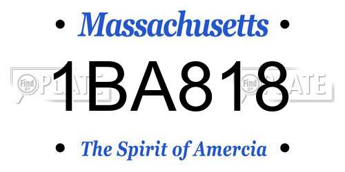 1BA818 Massachusetts License Plate