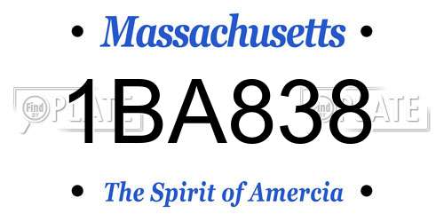 1BA838 Massachusetts License Plate