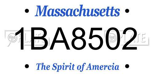 1BA8502 Massachusetts License Plate