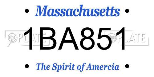 1BA851 Massachusetts License Plate