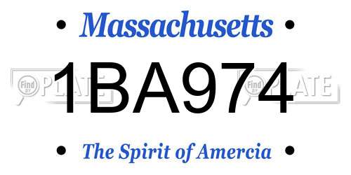1BA974 Massachusetts License Plate