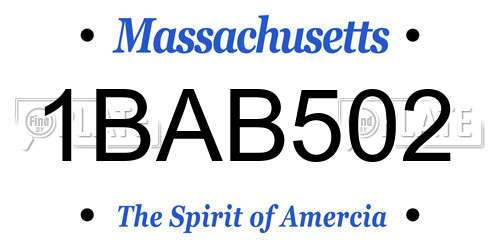 1BAB502 Massachusetts License Plate