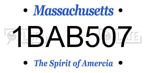 1BAB507 Massachusetts License Plate