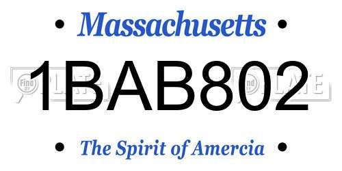 1BAB802 Massachusetts License Plate