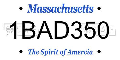 1BAD350 Massachusetts License Plate