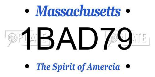 1BAD79 Massachusetts License Plate