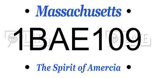 1BAE109 Massachusetts License Plate