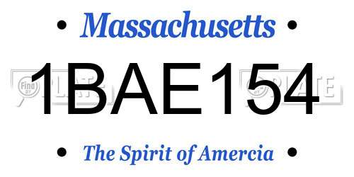 1BAE154 Massachusetts License Plate