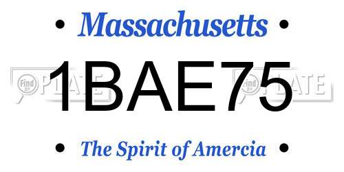 1BAE75 Massachusetts License Plate