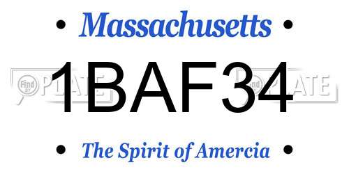 1BAF34 Massachusetts License Plate