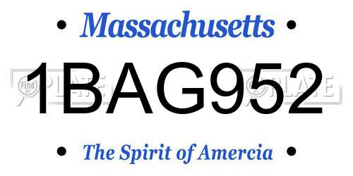 1BAG952 Massachusetts License Plate