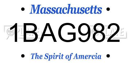 1BAG982 Massachusetts License Plate