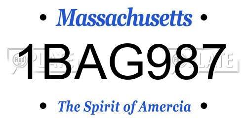 1BAG987 Massachusetts License Plate