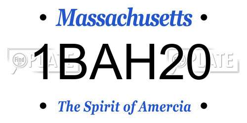 1BAH20 Massachusetts License Plate