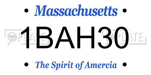 1BAH30 Massachusetts License Plate