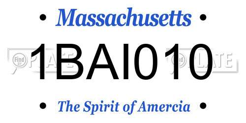 1BAI010 Massachusetts License Plate