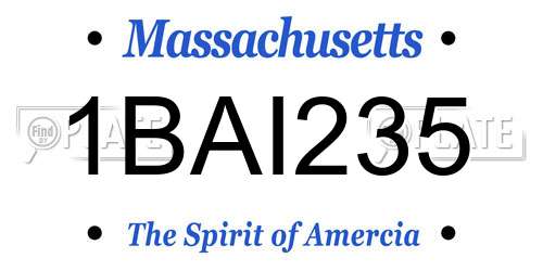 1BAI235 Massachusetts License Plate