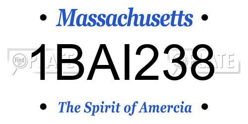 1BAI238 Massachusetts License Plate