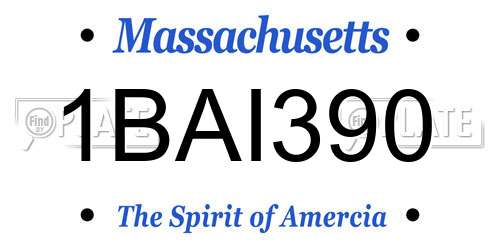 1BAI390 Massachusetts License Plate