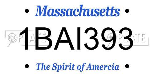 1BAI393 Massachusetts License Plate