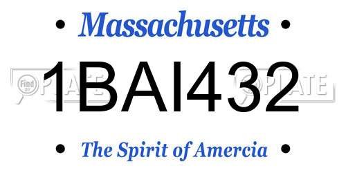 1BAI432 Massachusetts License Plate