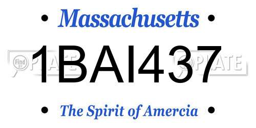 1BAI437 Massachusetts License Plate