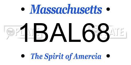 1BAL68 Massachusetts License Plate