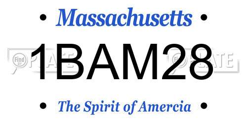 1BAM28 Massachusetts License Plate