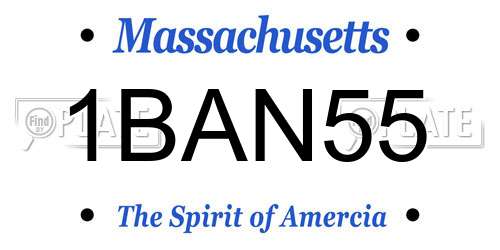 1BAN55 Massachusetts License Plate