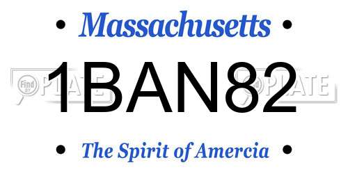 1BAN82 Massachusetts License Plate