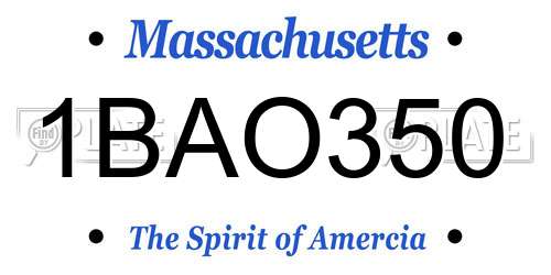 1BAO350 Massachusetts License Plate