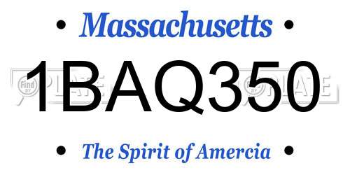 1BAQ350 Massachusetts License Plate