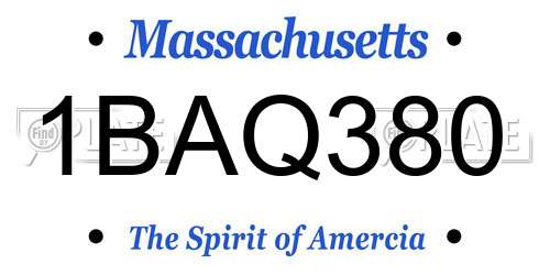 1BAQ380 Massachusetts License Plate