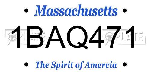 1BAQ471 Massachusetts License Plate