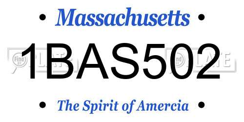 1BAS502 Massachusetts License Plate