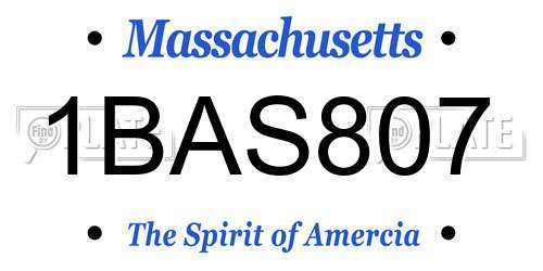 1BAS807 Massachusetts License Plate
