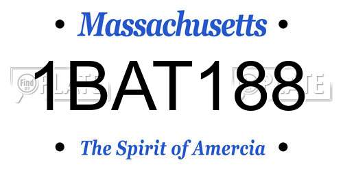 1BAT188 Massachusetts License Plate