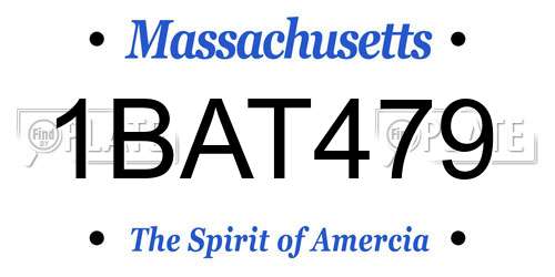 1BAT479 Massachusetts License Plate