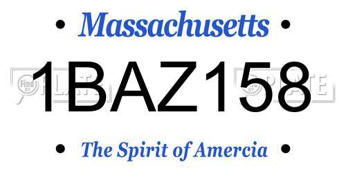 1BAZ158 Massachusetts License Plate