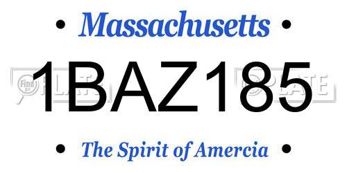 1BAZ185 Massachusetts License Plate