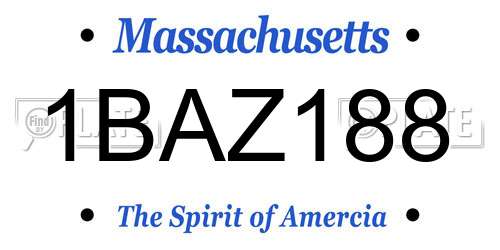 1BAZ188 Massachusetts License Plate