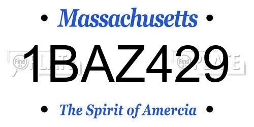 1BAZ429 Massachusetts License Plate