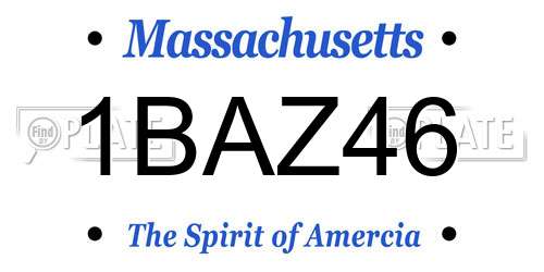 1BAZ46 Massachusetts License Plate