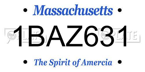 1BAZ631 Massachusetts License Plate