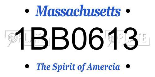 1BB0613 Massachusetts License Plate