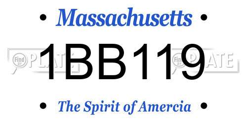 1BB119 Massachusetts License Plate