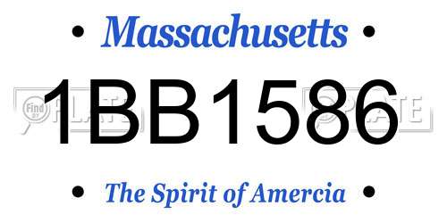 1BB1586 Massachusetts License Plate