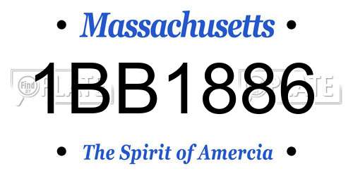 1BB1886 Massachusetts License Plate